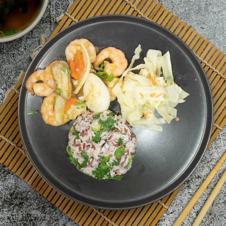 C. Taiwanese Style Braised Mix Seafood w/ Vegetable Mix Grain Rice - 23/05/25