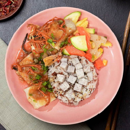 D. Healthy Stir-Fry Fish Fillet W/ Dried Conpoy, Cordyceps & Taro Mix Grain Rice - 25/08/25