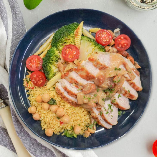 B. Italian Grilled Pork Loin w/ Chickpeas Mix Cous Cous & Mushroom Garlic Sauce - 27/08/25