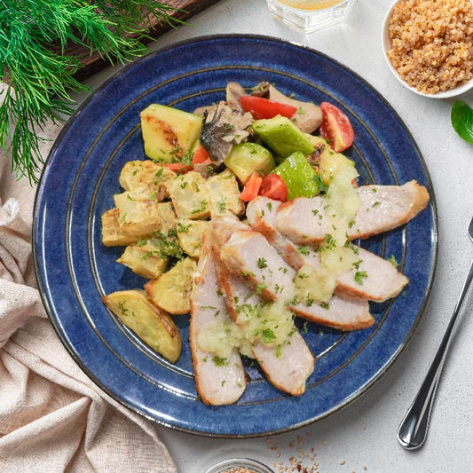 B. Grilled Pork Chop w/ Warm Potato Salad And Apple Sauce - 21/05/25
