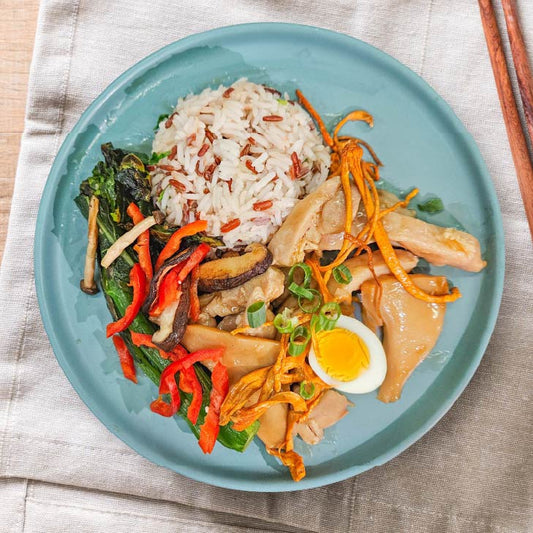 B. Shanghai Style Chicken w/ Cordyceps And Sea Whelk, Soy-Marinated Egg & Mix Grain Rice - 27/05/25