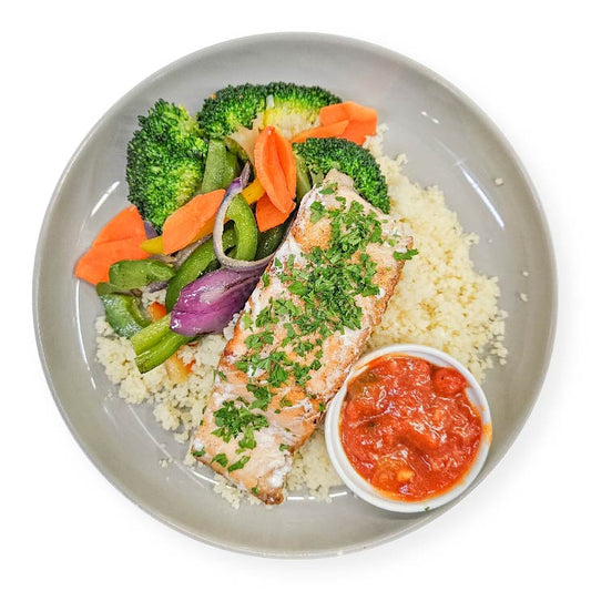 D. Grilled Salmon Fillet w/ Basil Marinara Sauce & Couscous - 08/05/25