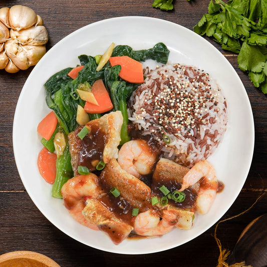 D. Black Garlic Fish Fillet W/ Prawns & Chia Seed Rice - 20/08/25